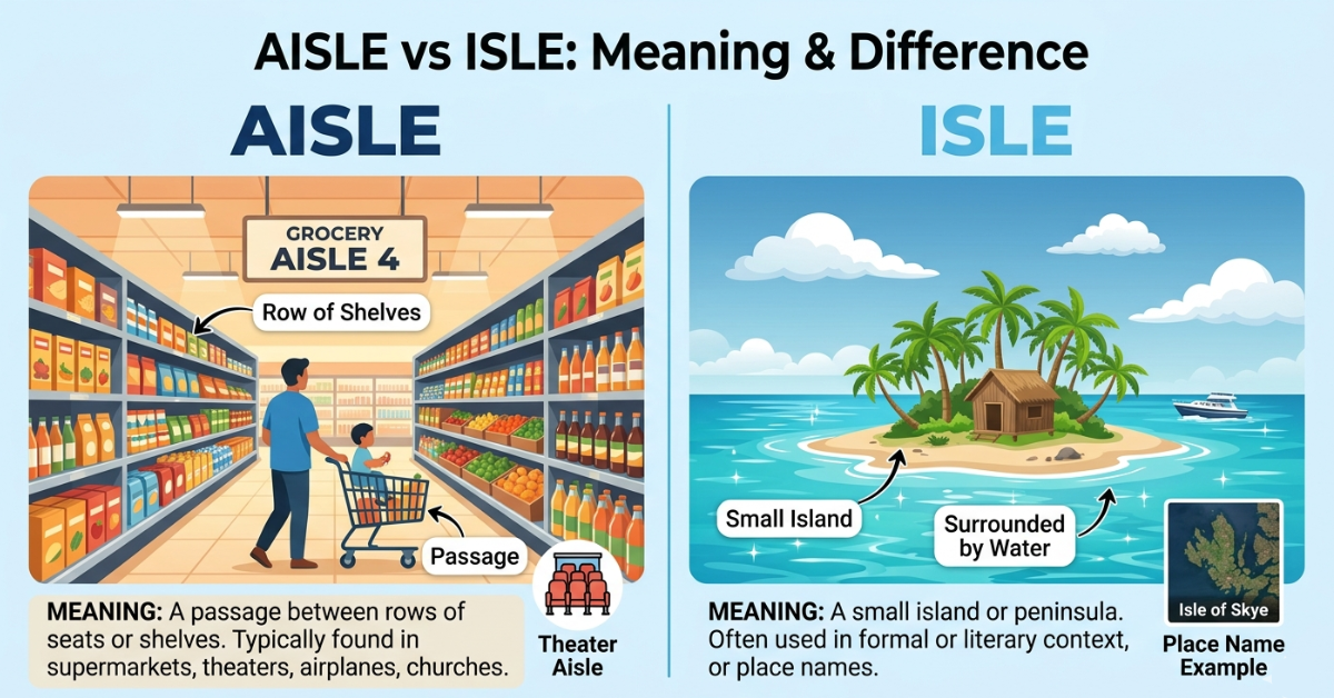 Aisle vs Isle: Meaning, Difference & Examples Explained