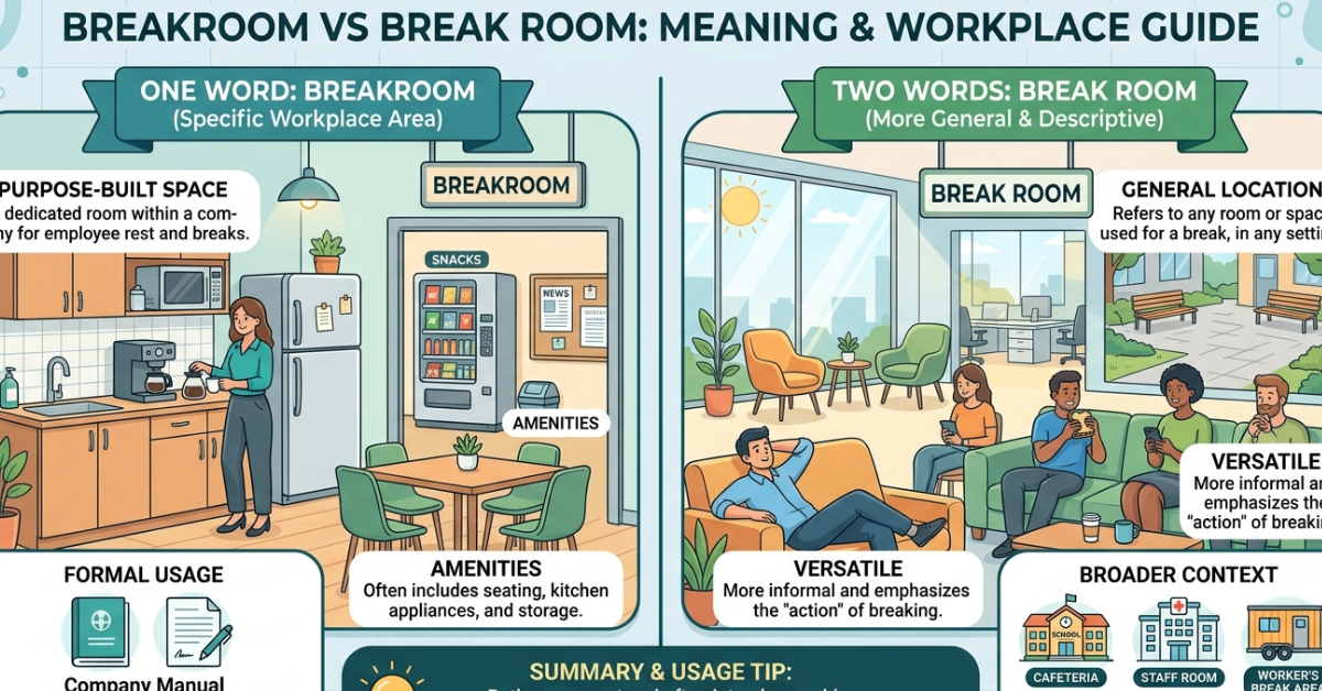 Breakroom vs Break Room: Meaning & Workplace Guide