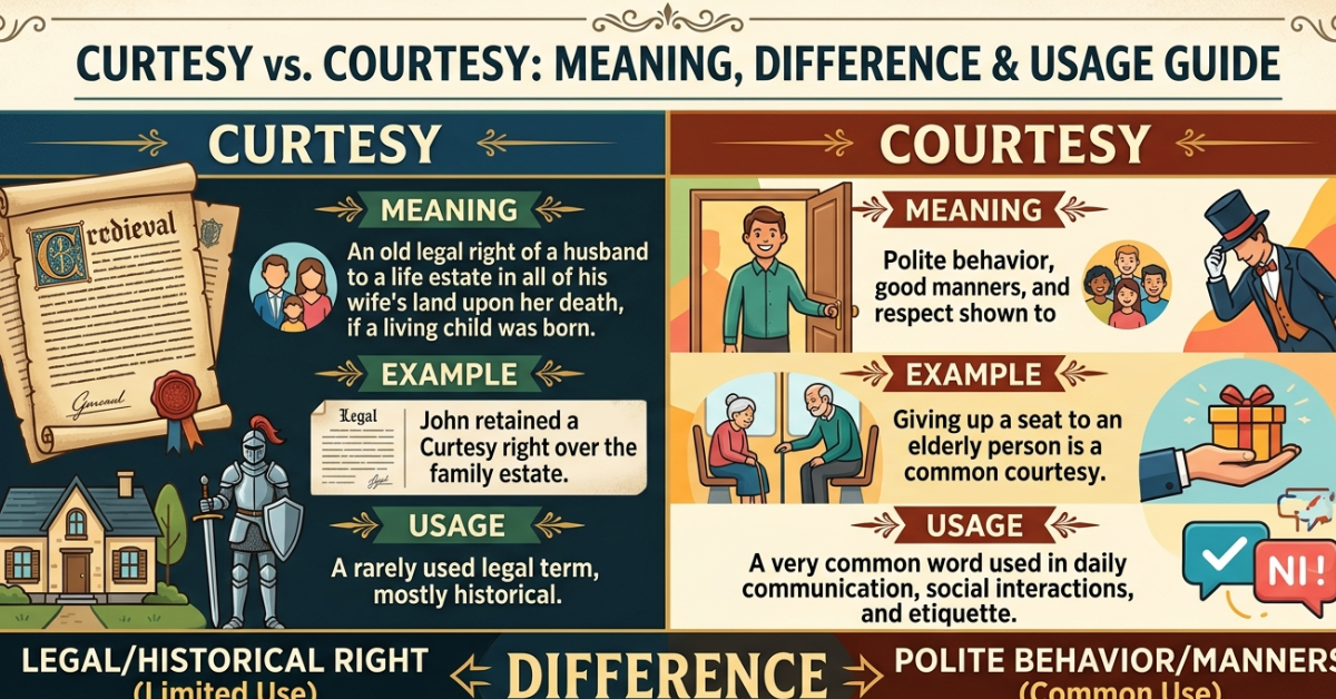 Curtesy vs Courtesy: Meaning, Difference & Usage Guide