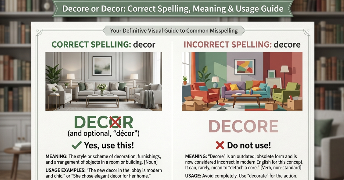 Decore or Decor: Correct Spelling, Meaning & Usage Guide