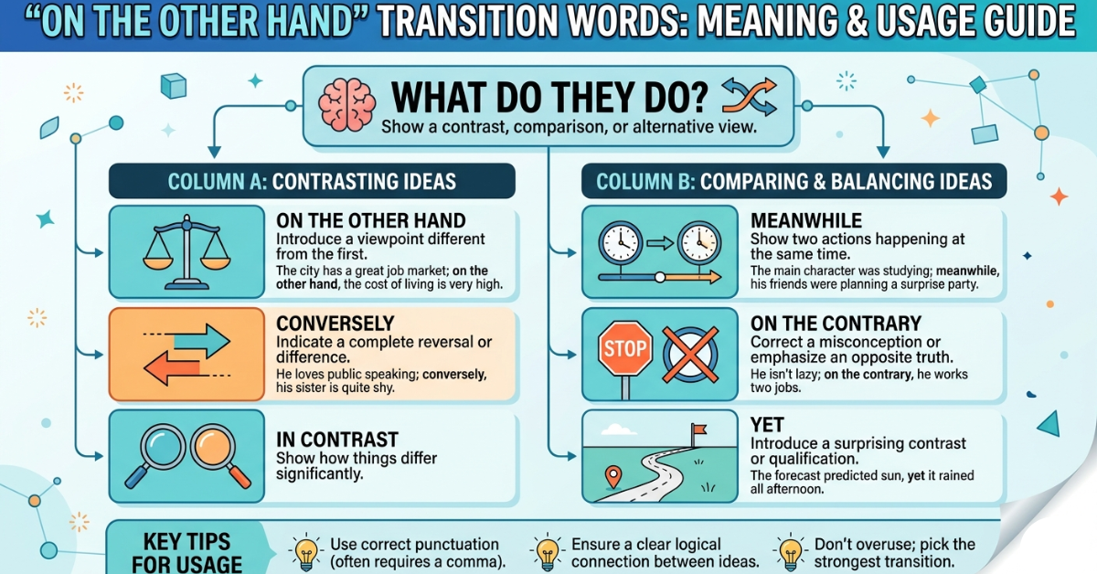 On the Other Hand Transition Words: Meaning & Usage Guide