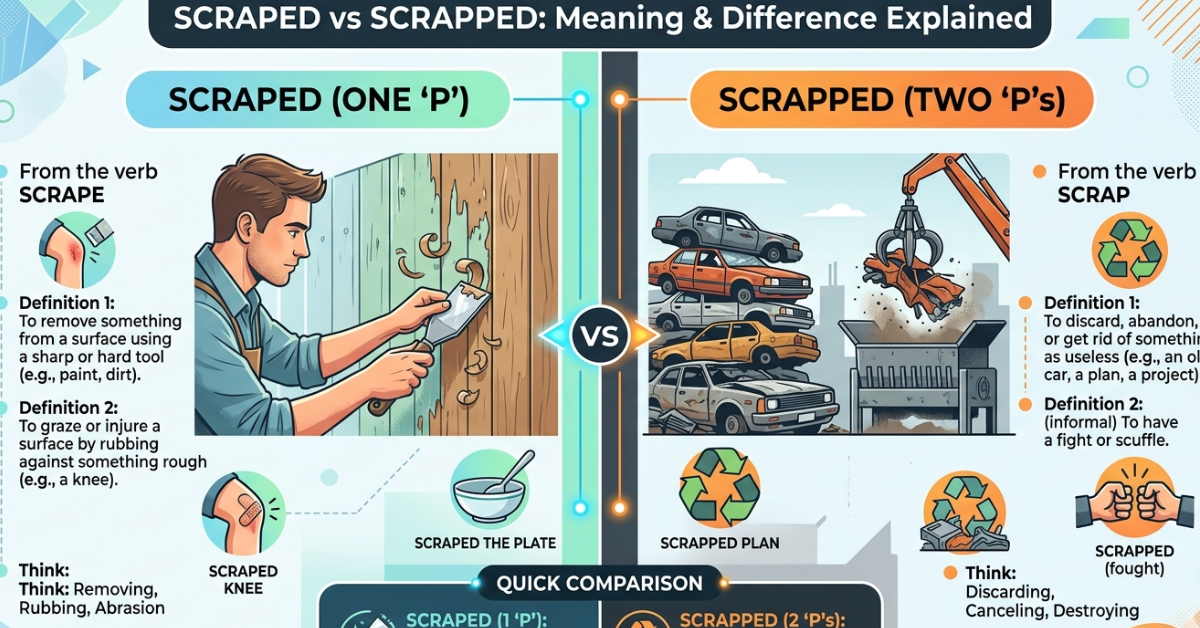 Scraped vs Scrapped: Meaning & Difference Explained