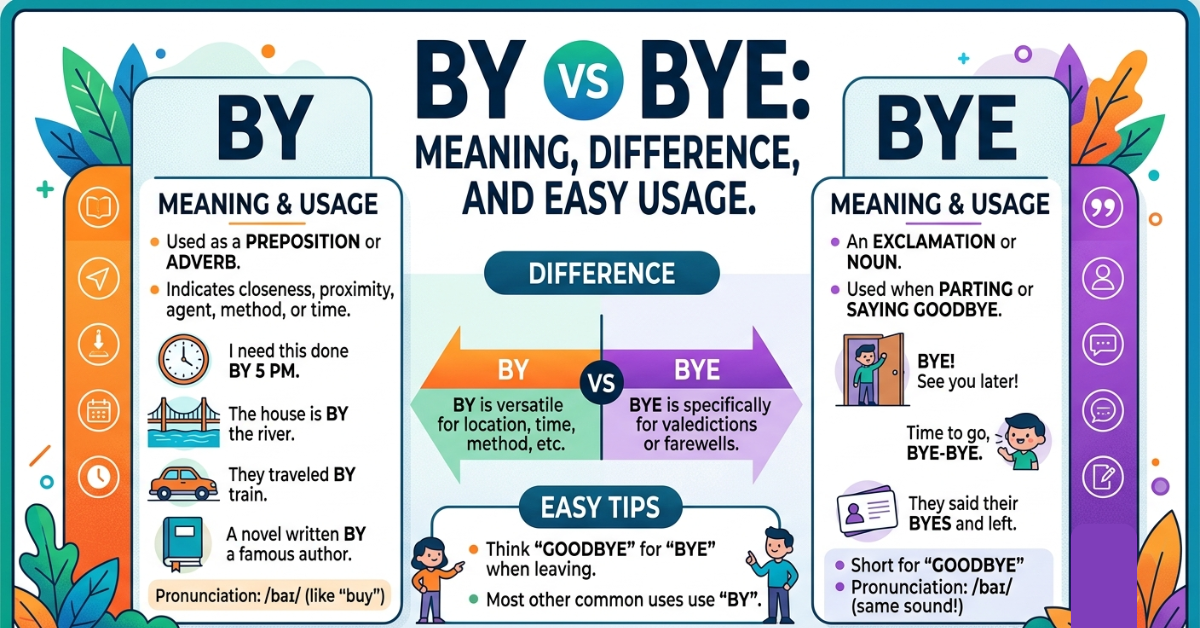 By vs Bye: Meaning, Difference, and Easy Usage