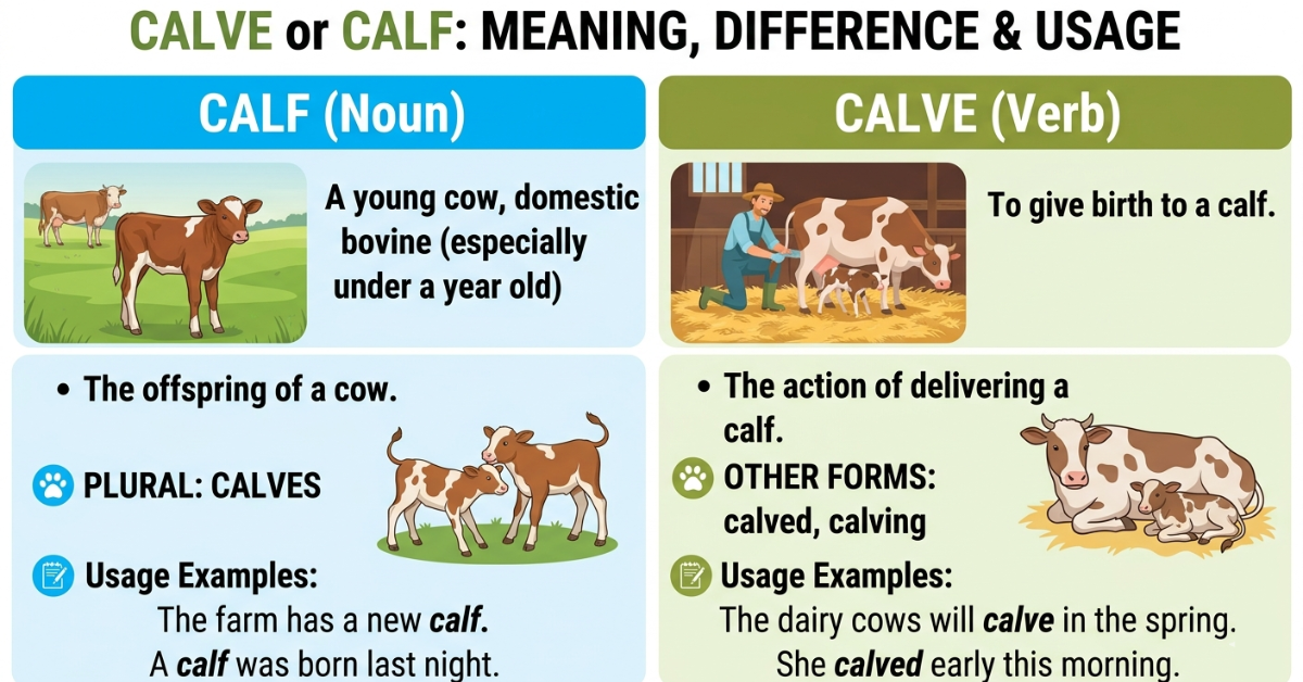 Calve or Calf: Meaning, Difference & Usage Explained