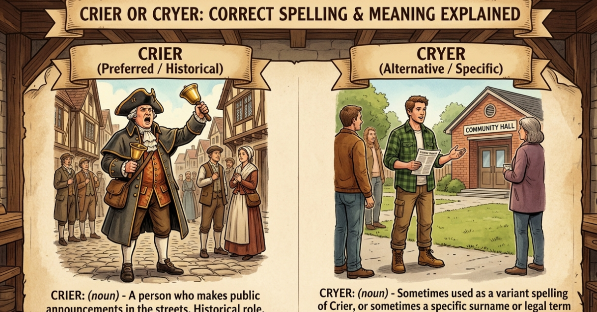 Crier or Cryer: Correct Spelling & Meaning Explained