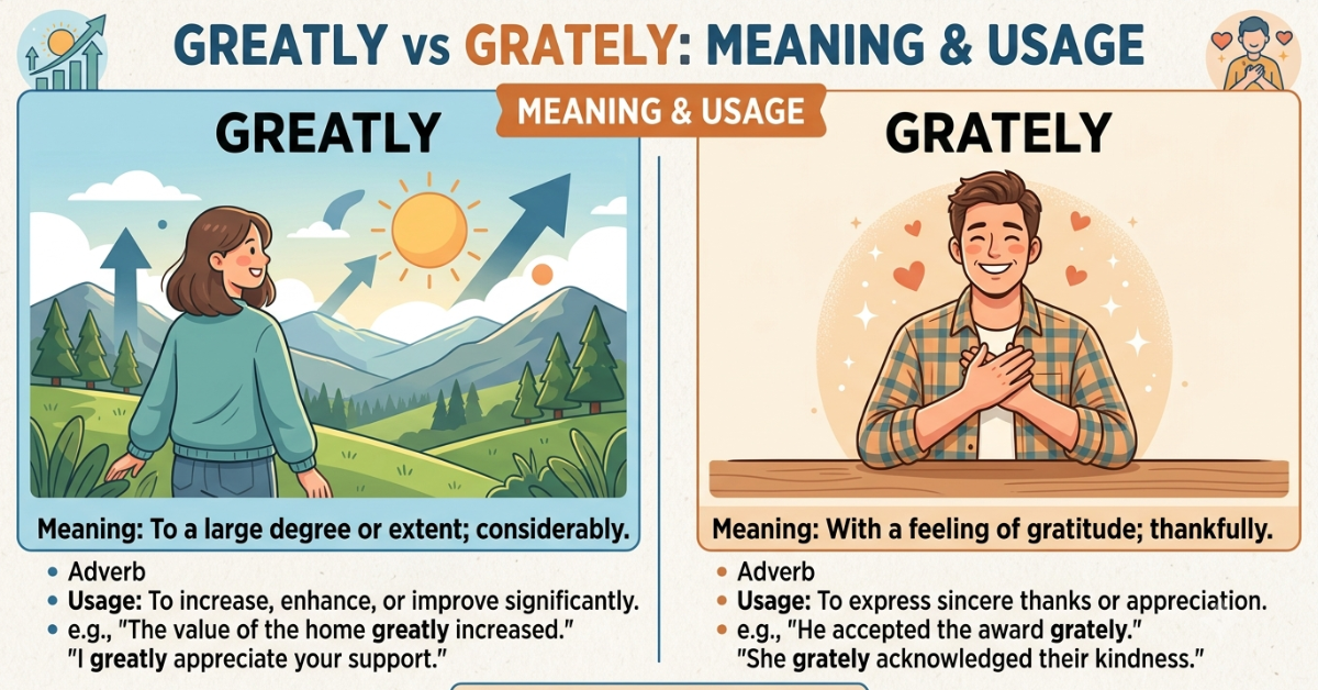 Greatly vs Grately: Meaning, Difference & Usage Guide