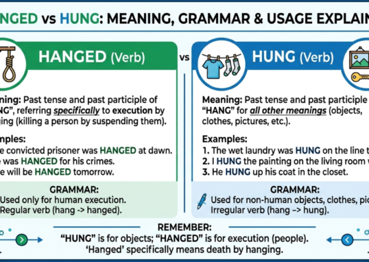 Hanged vs Hung: Meaning, Grammar & Usage Explained