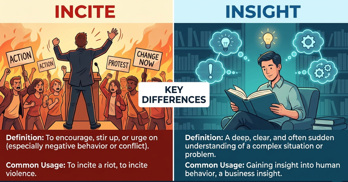Incite vs Insight: Meaning, Difference & Usage Explained