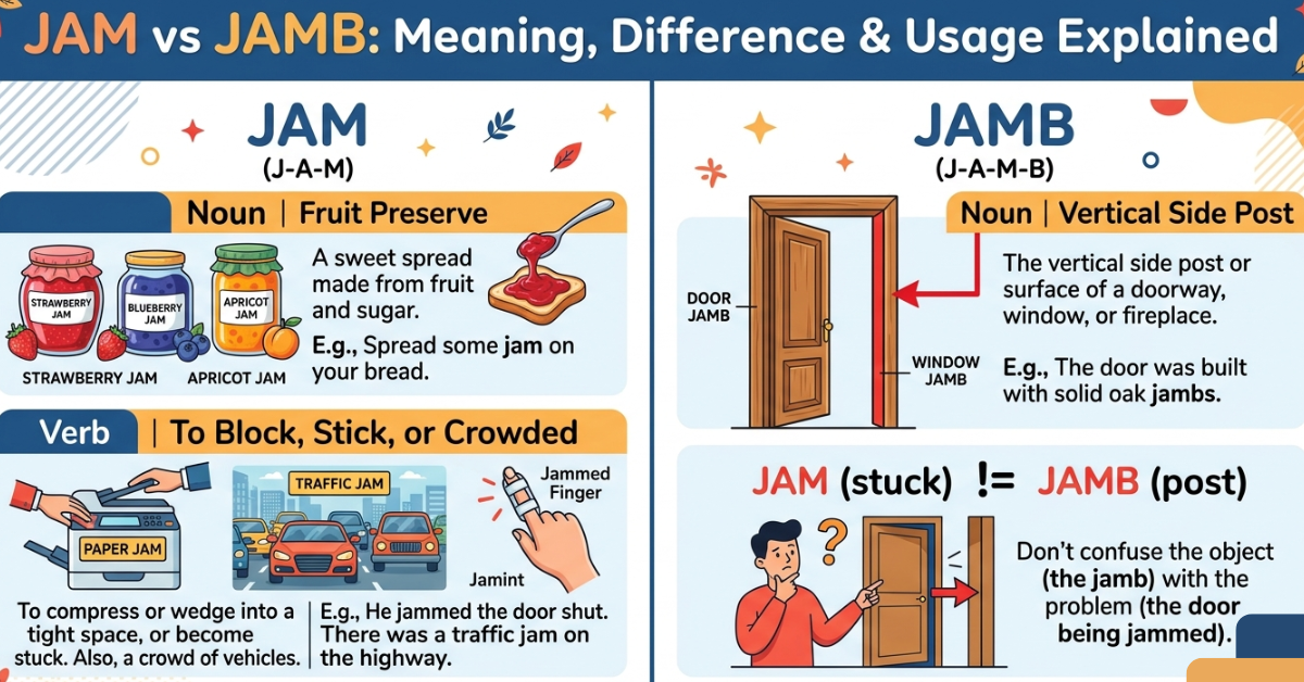 Jam vs Jamb: Meaning, Difference & Usage Explained