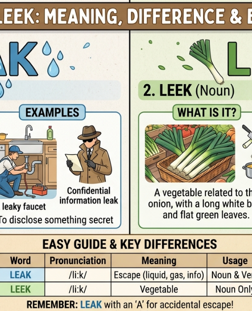 Leak vs Leek: Meaning, Difference & Easy Guide