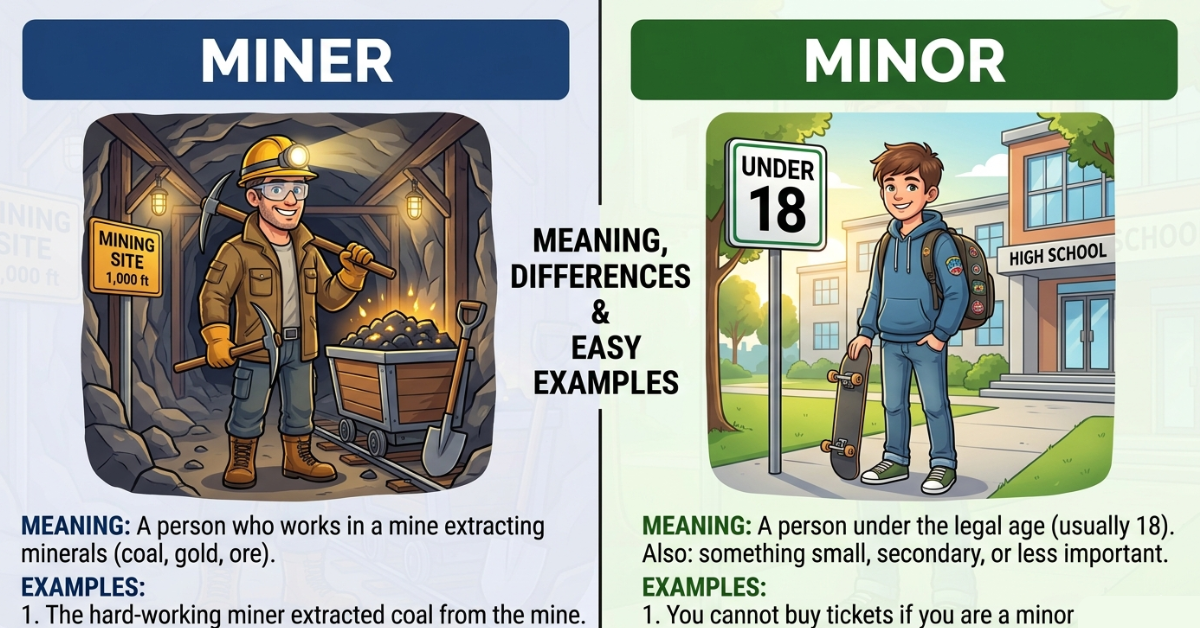 Miner vs Minor: Meaning, Differences & Easy Examples