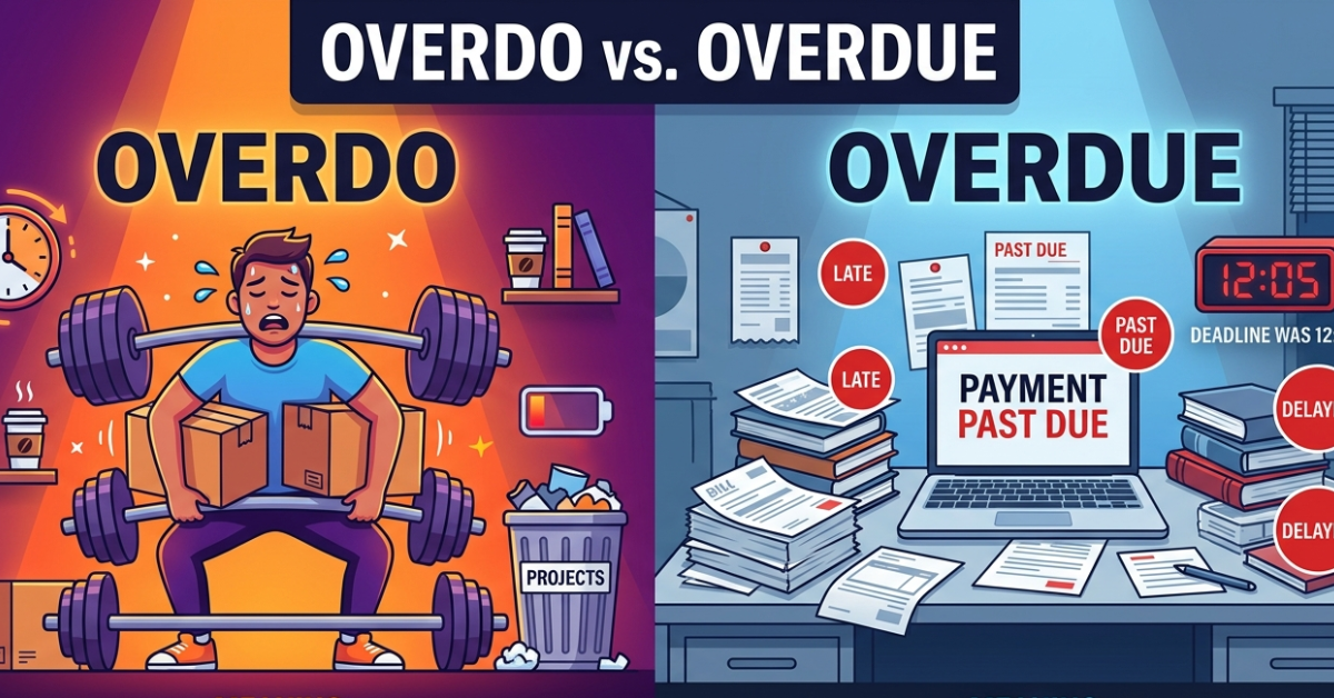 Overdo vs Overdue: Meaning, Difference & Examples