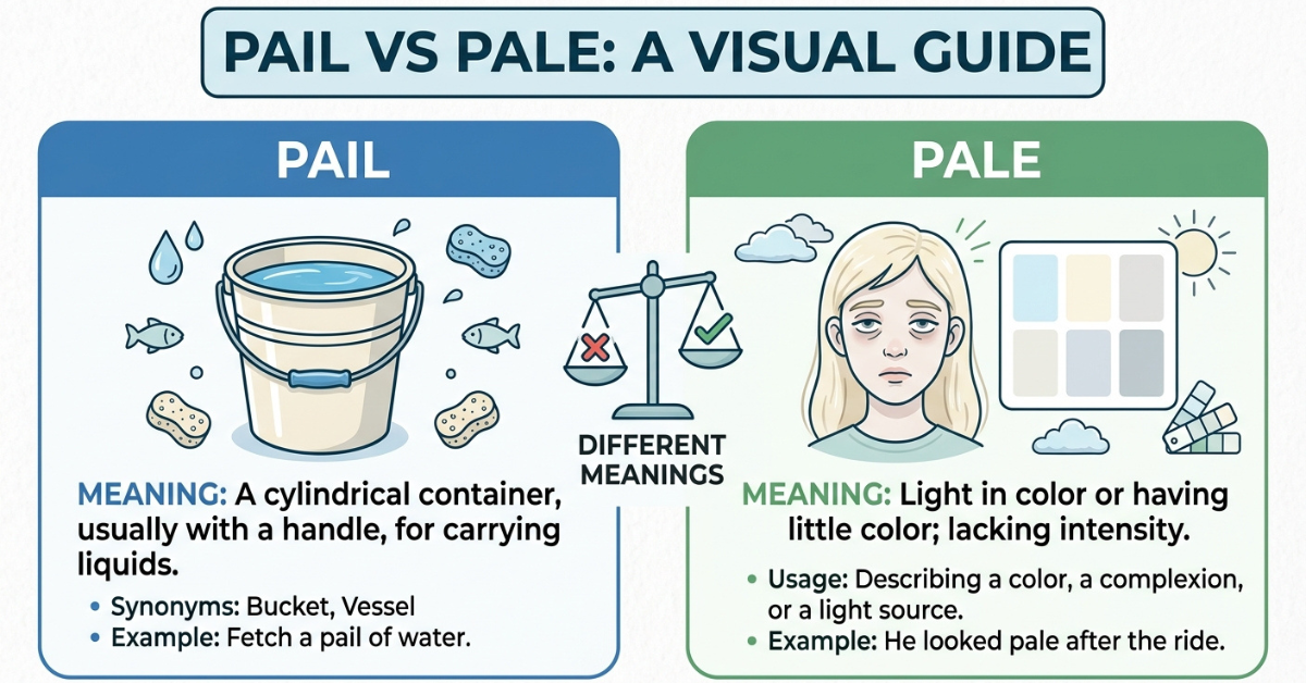 Pail vs Pale: Meaning, Differences & Easy Guide