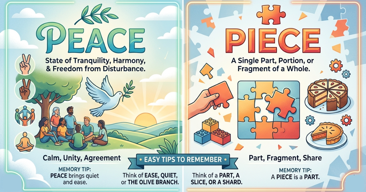 Peace vs Piece: Meaning, Difference & Easy Tips to Remember