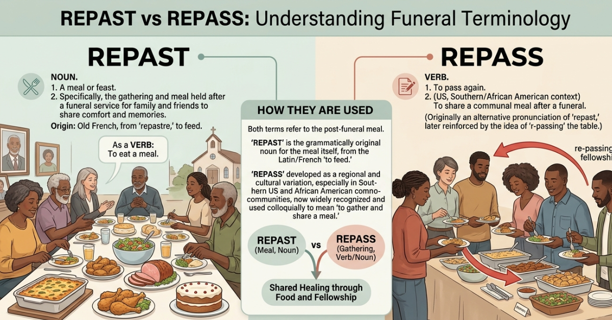 Repass or Repast: Which Term Is Correct for a Funeral?