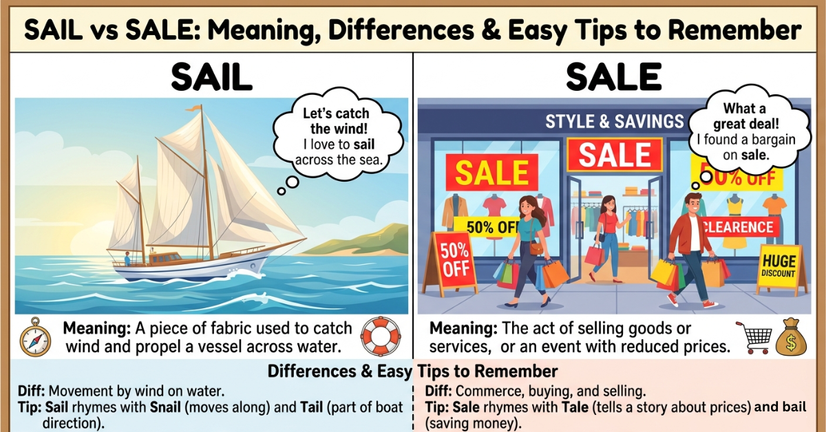 Sail vs Sale: Meaning, Differences & Easy Tips to Remember