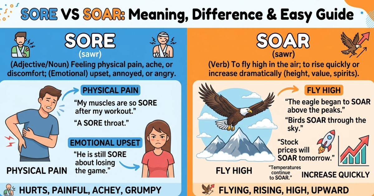 Sore vs Soar: Meaning, Difference & Easy Guide