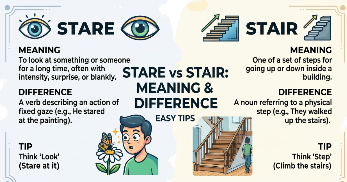 Stare vs Stair: Meaning, Difference & Easy Tips