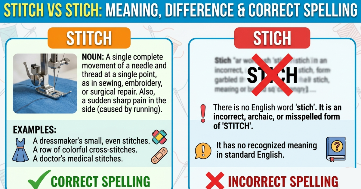Stitch vs Stich: Meaning, Difference & Correct Spelling