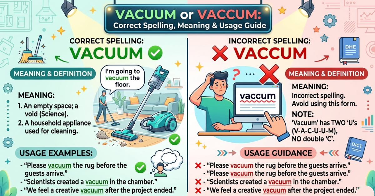 Vacuum or Vaccum: Correct Spelling, Meaning & Usage Guide