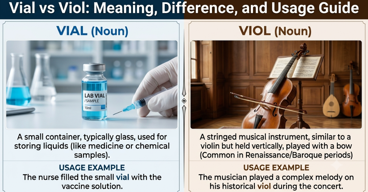 Vial vs Viol: Meaning, Difference, and Usage Guide