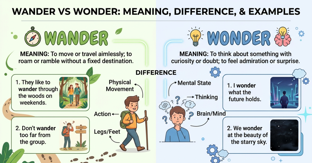Wander vs Wonder: Meaning, Difference, and Examples