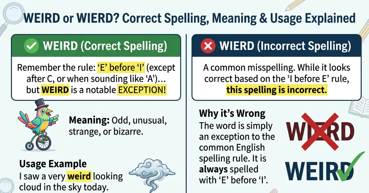 Weird or Wierd: Correct Spelling, Meaning & Usage Explained