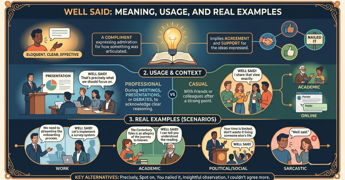 Well Said Meaning: Definition, Usage, and Real-Life Examples