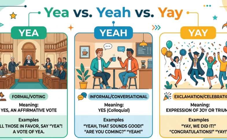 Yea vs Yeah vs Yay: Meaning, Usage, and Examples