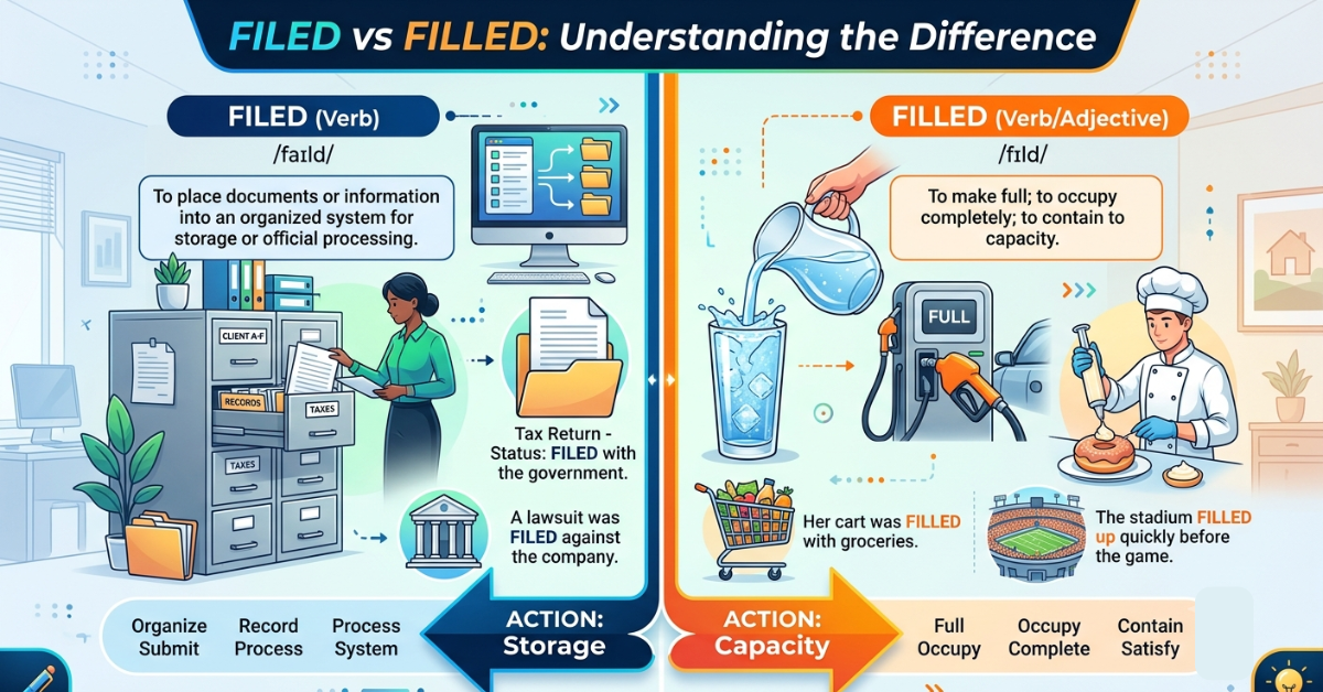 Filed vs Filled: Meaning, Differences & Correct Usage