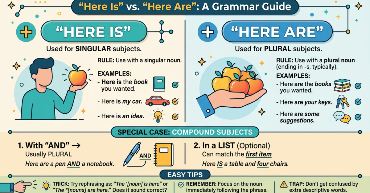 Here Is or Here Are? Rules, Examples, and Easy Tips