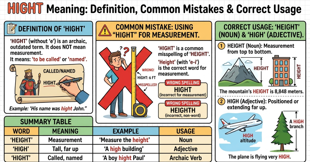 Hight Meaning: Definition, Common Mistakes & Correct Usage