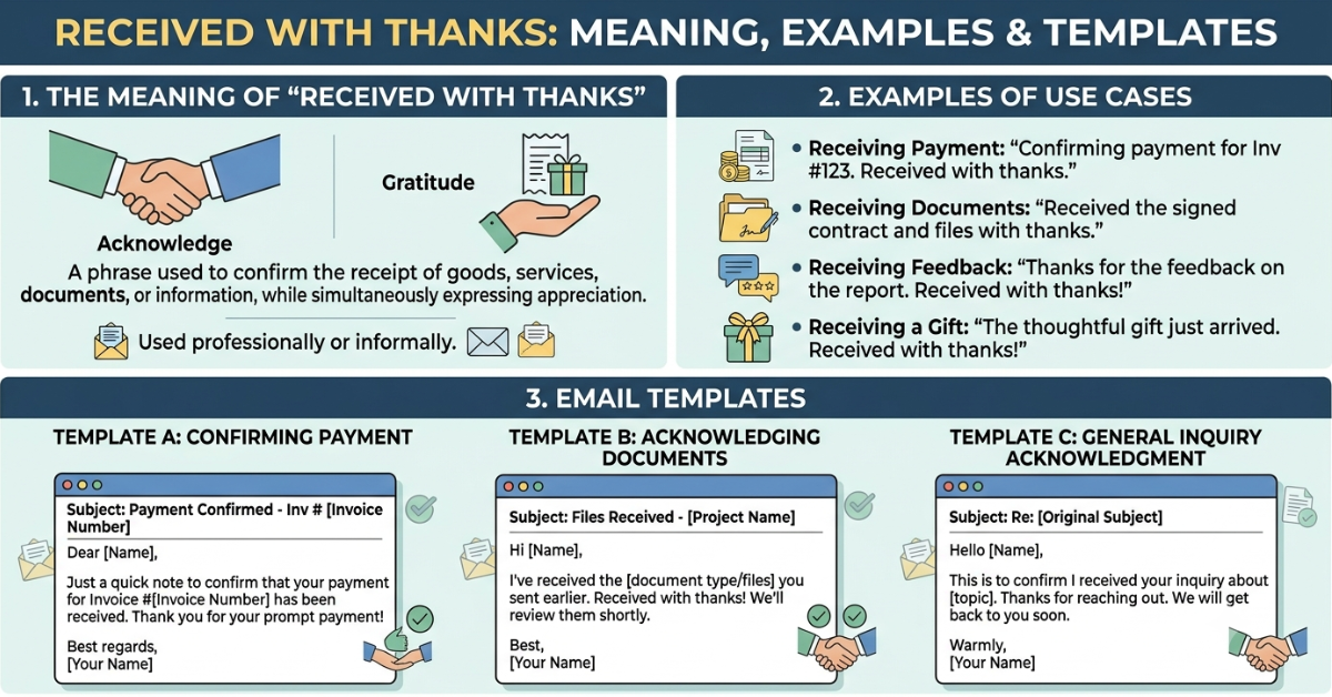 Received With Thanks: Meaning, Email Examples & Templates